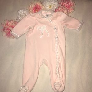 Little Me footsie NWOT  pink winter Onepiece 6m